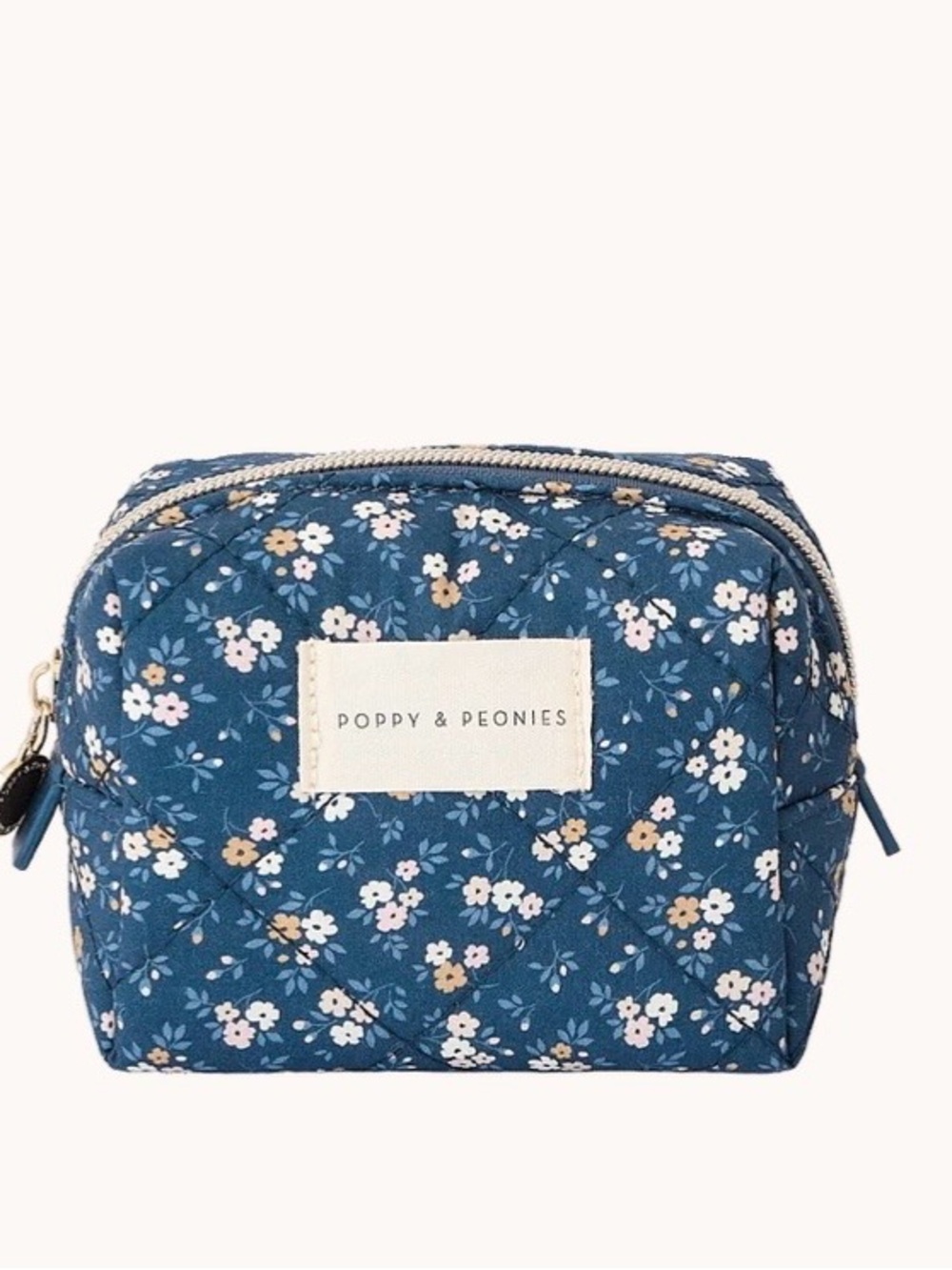 Poppy & Peonies Floral Patchwork Cosmetic Bag  3Pc Set!- Navy 🍁Set Price - Picture 5 of 7